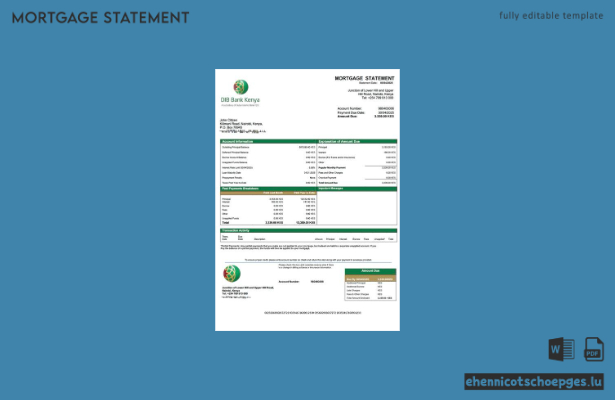 DIB Bank Kenya – Beispiel eines Hypothekenauszugs (Word- und PDF-Datei)
